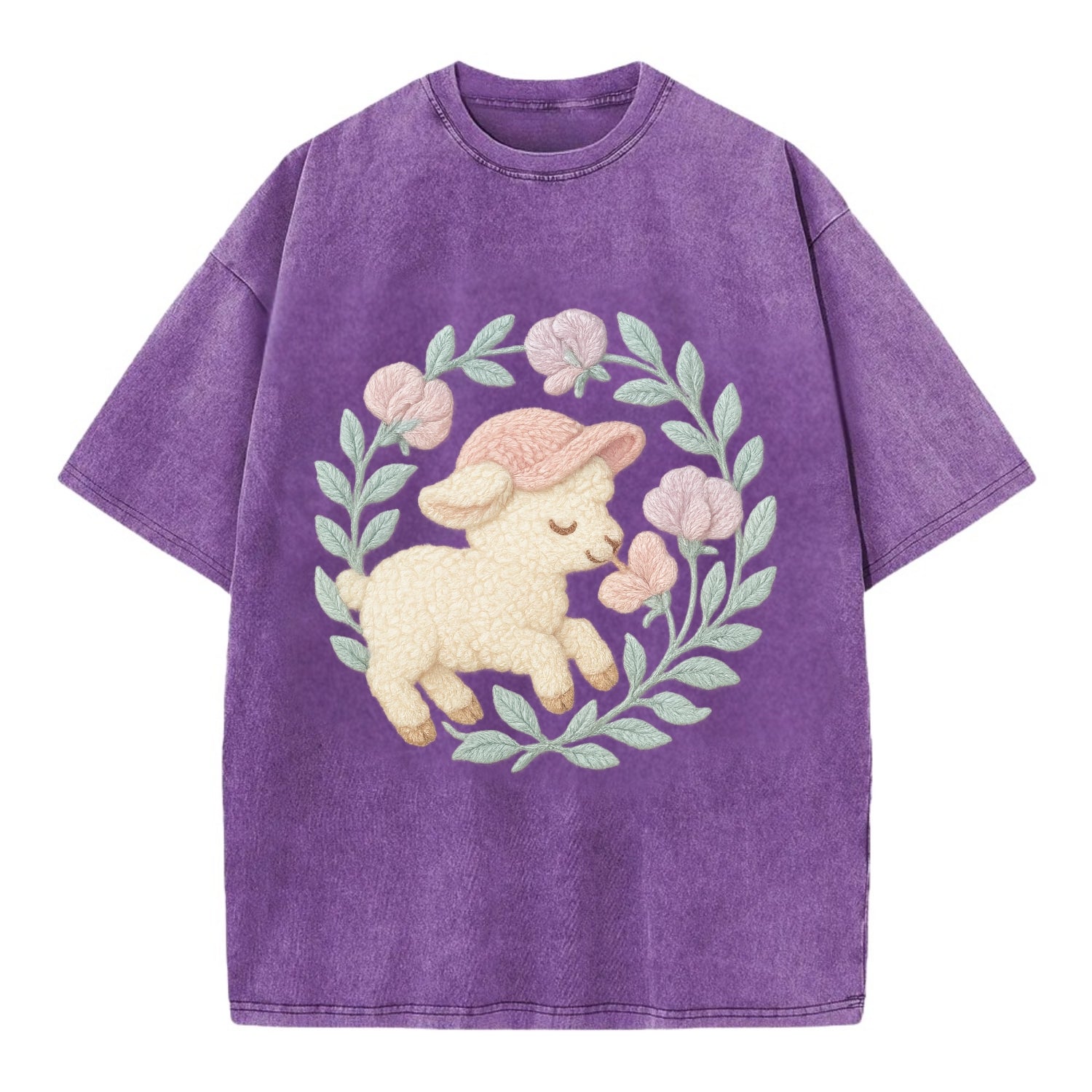 Lamb Sweet Peas  - Vintage T-shirt - Purple