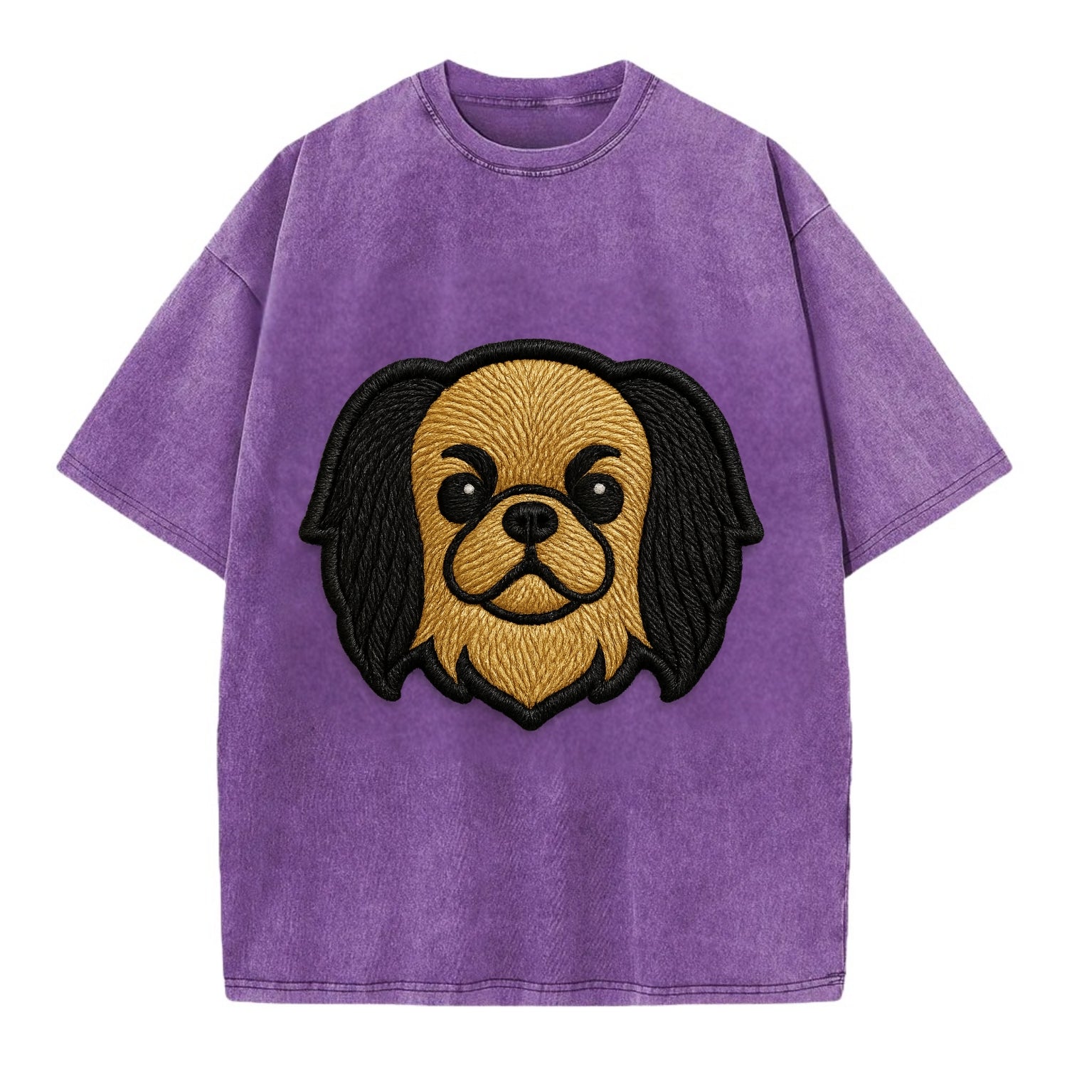 Japanese Chin - Modern flat-face logo wi - Vintage T-shirt - Purple