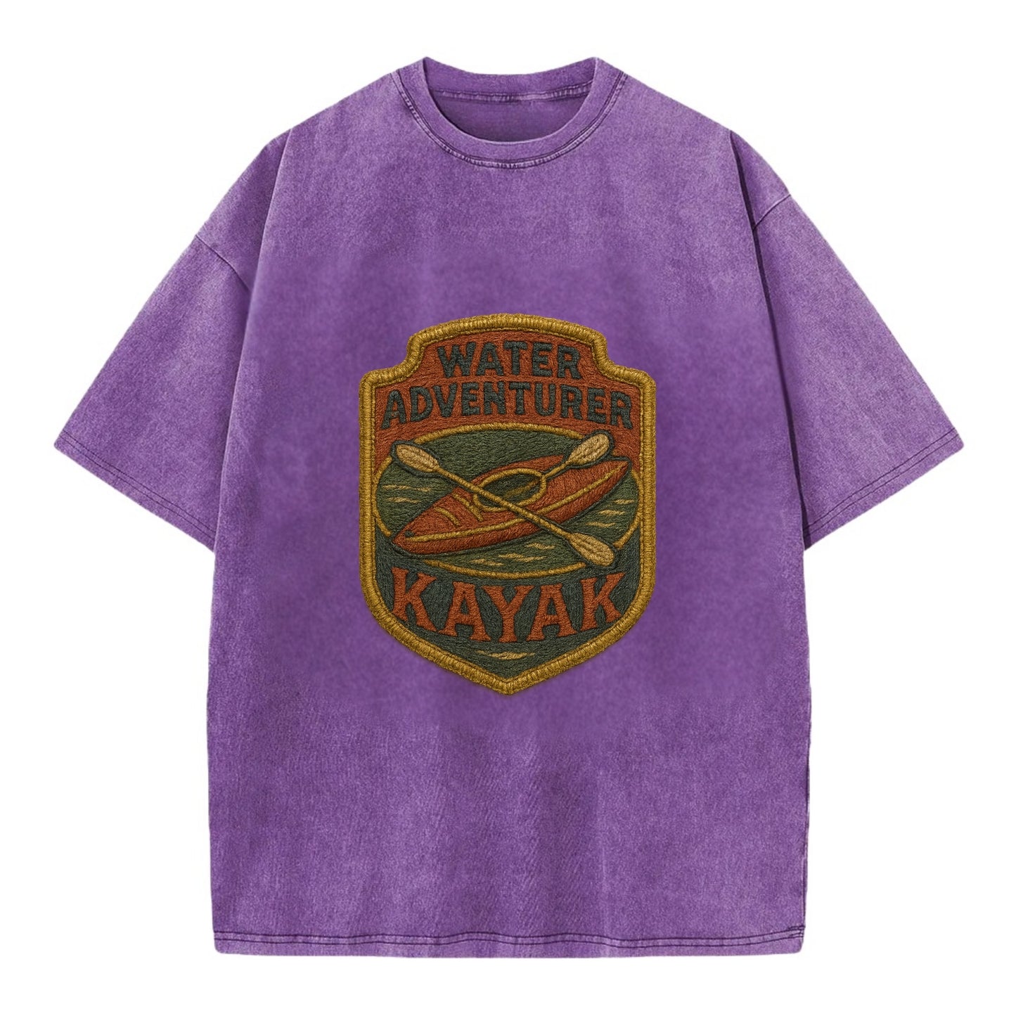 Kayak with paddle - water adventurer - Vintage T-shirt - Purple