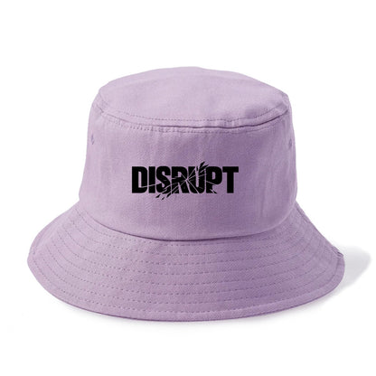 Bold typography design - "DISRUPT" - breaking patterns, changing game - Bucket Hat - Purple