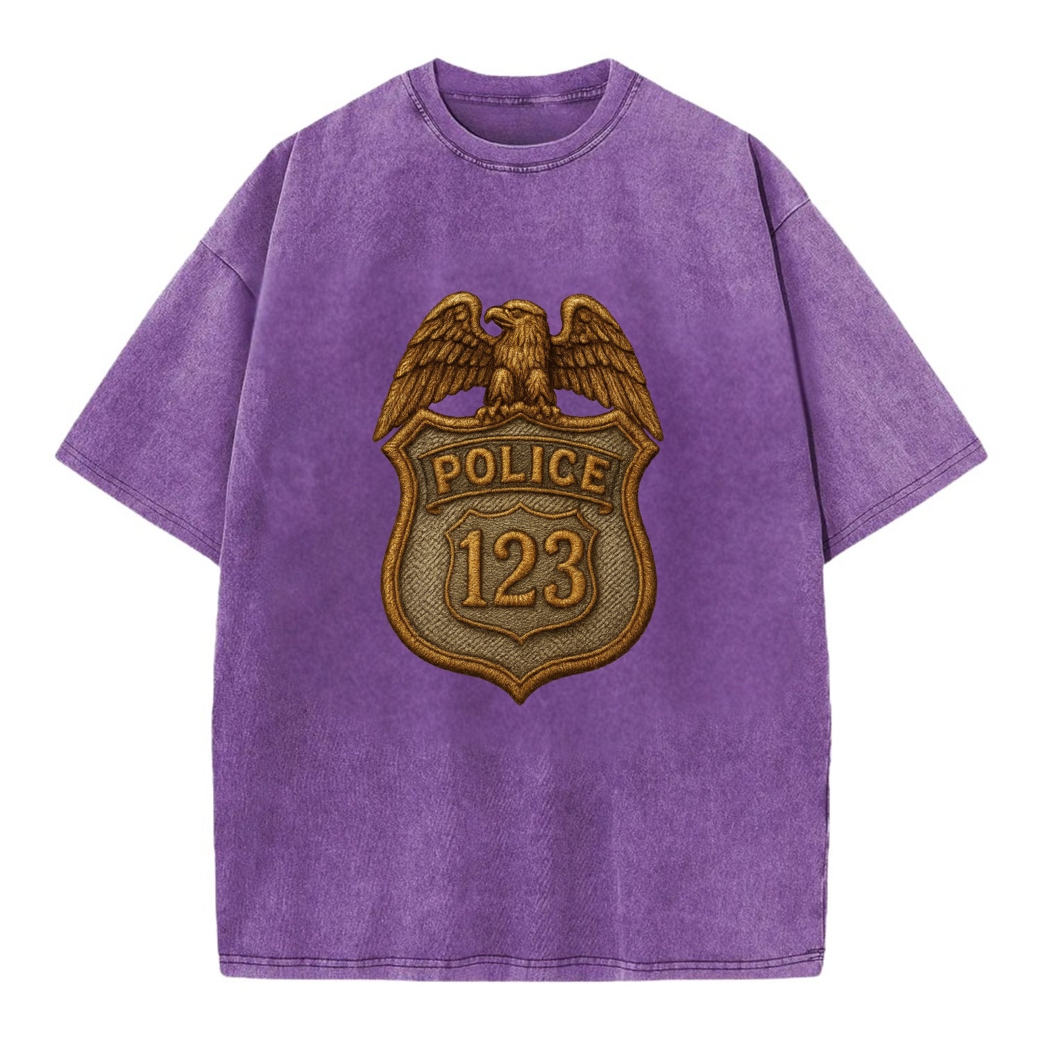 Police Badge  - Vintage T-shirt - Purple