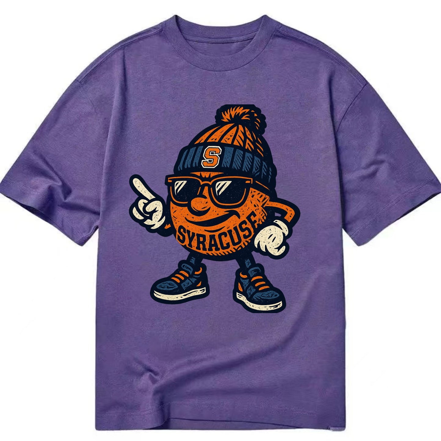 Syracuse Orange wearing Syracuse beanie with S patch - Classic T-shirt - Purple