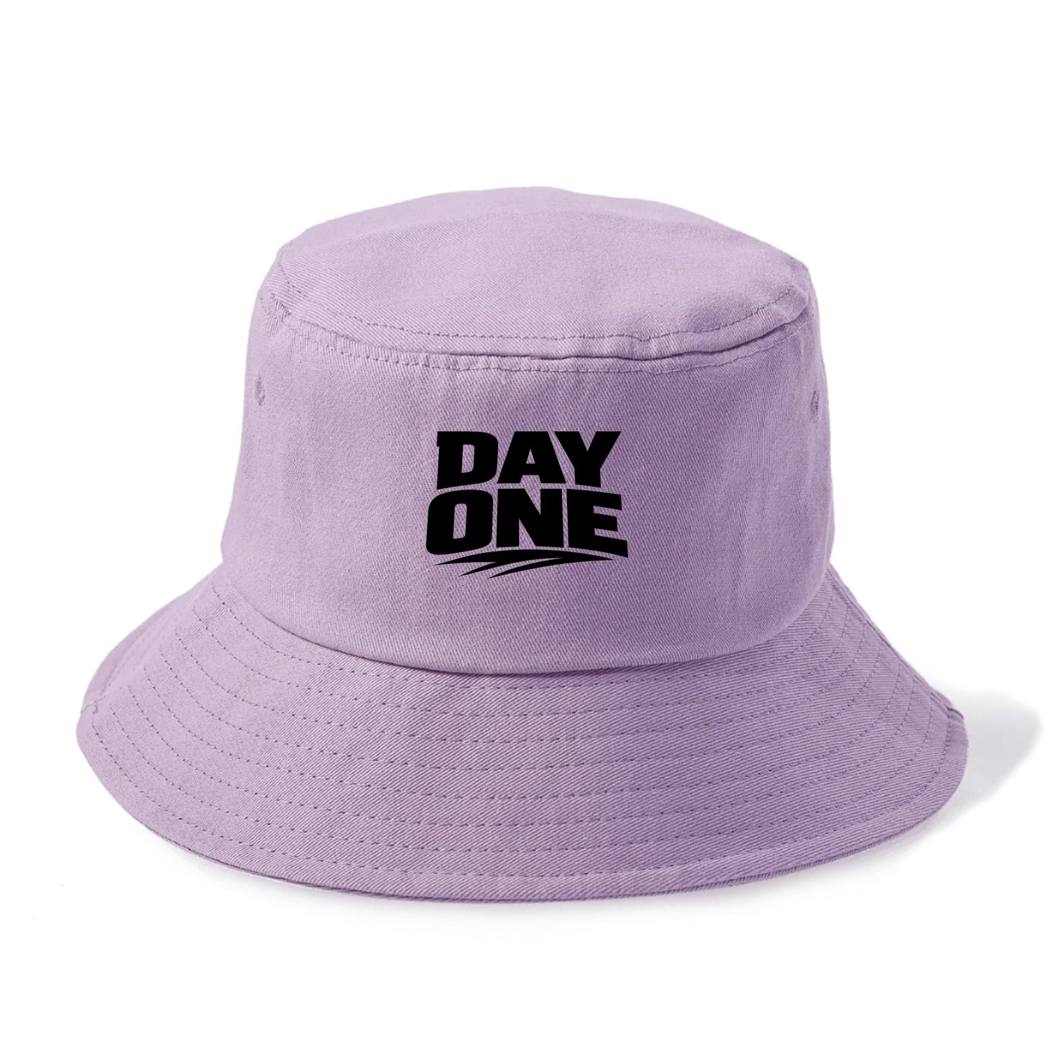 Bold typography design - "DAY ONE" - original friend, from the start - Bucket Hat - Purple