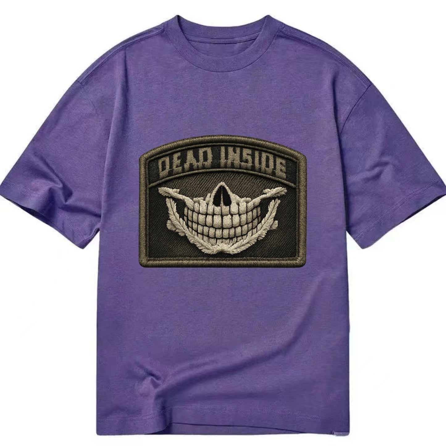 DEAD INSIDE SMILE - skeleton smile in white , dark humor - Classic T-shirt - Purple
