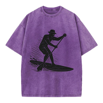 Stand-up paddleboarder on calm water - Vintage T-shirt - Purple