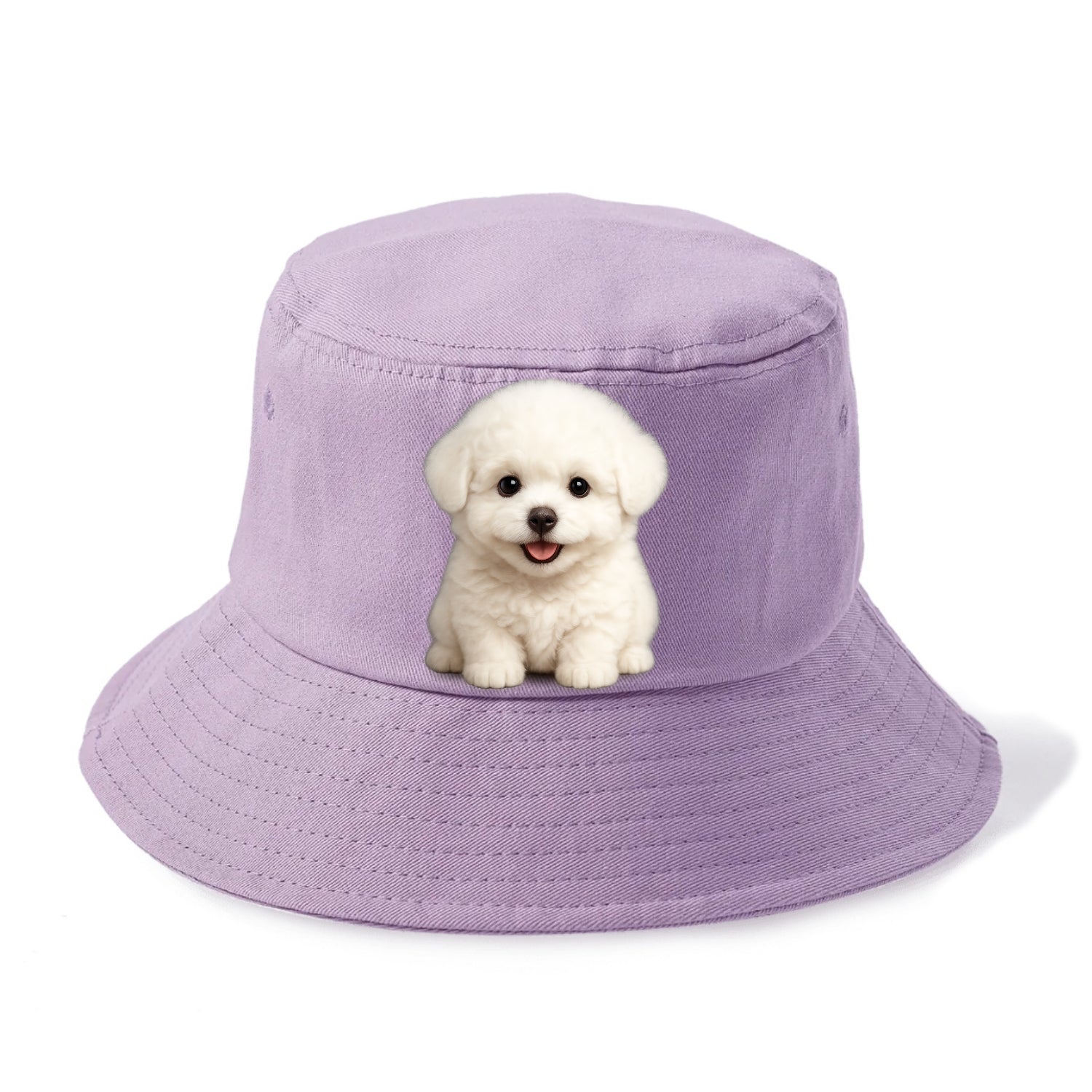Baby Bichon Frise Puppy - white puffy cloud, dark eyes, happy expression, - Bucket Hat - Purple