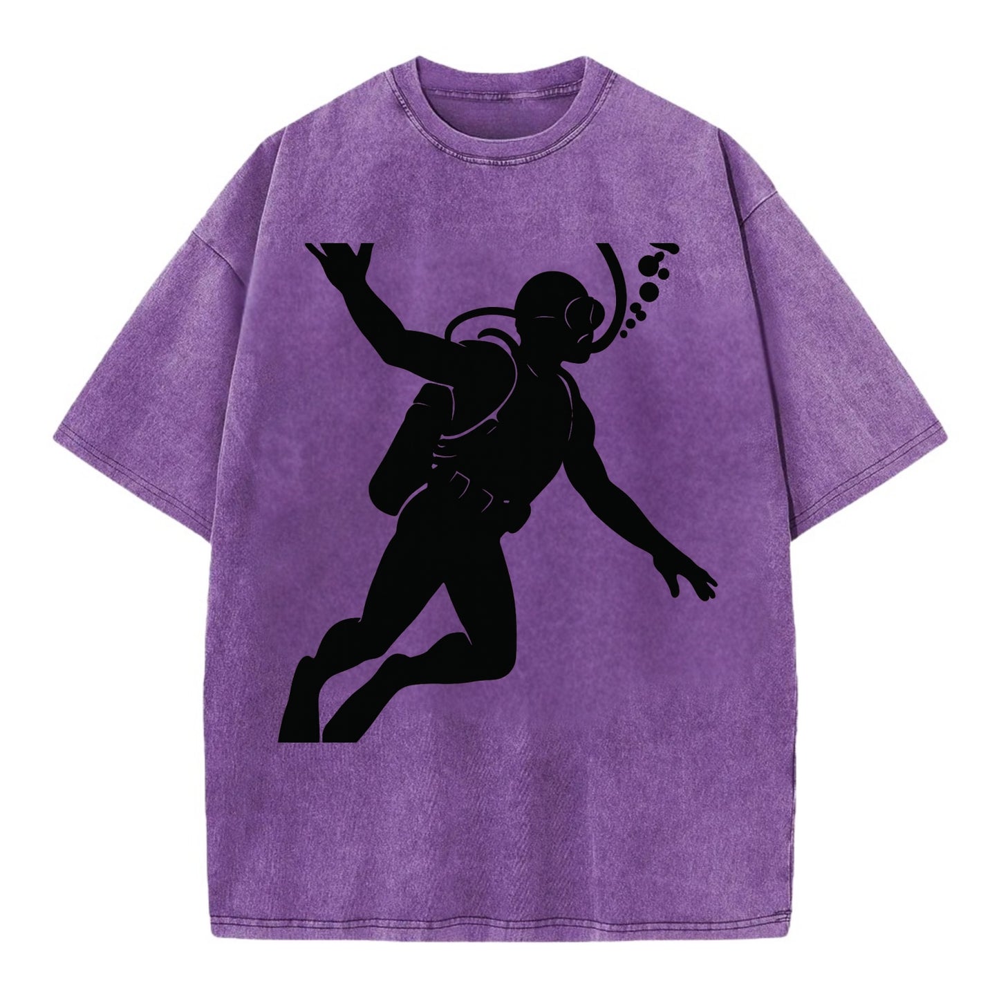 Scuba diver descending with gear - Vintage T-shirt - Purple