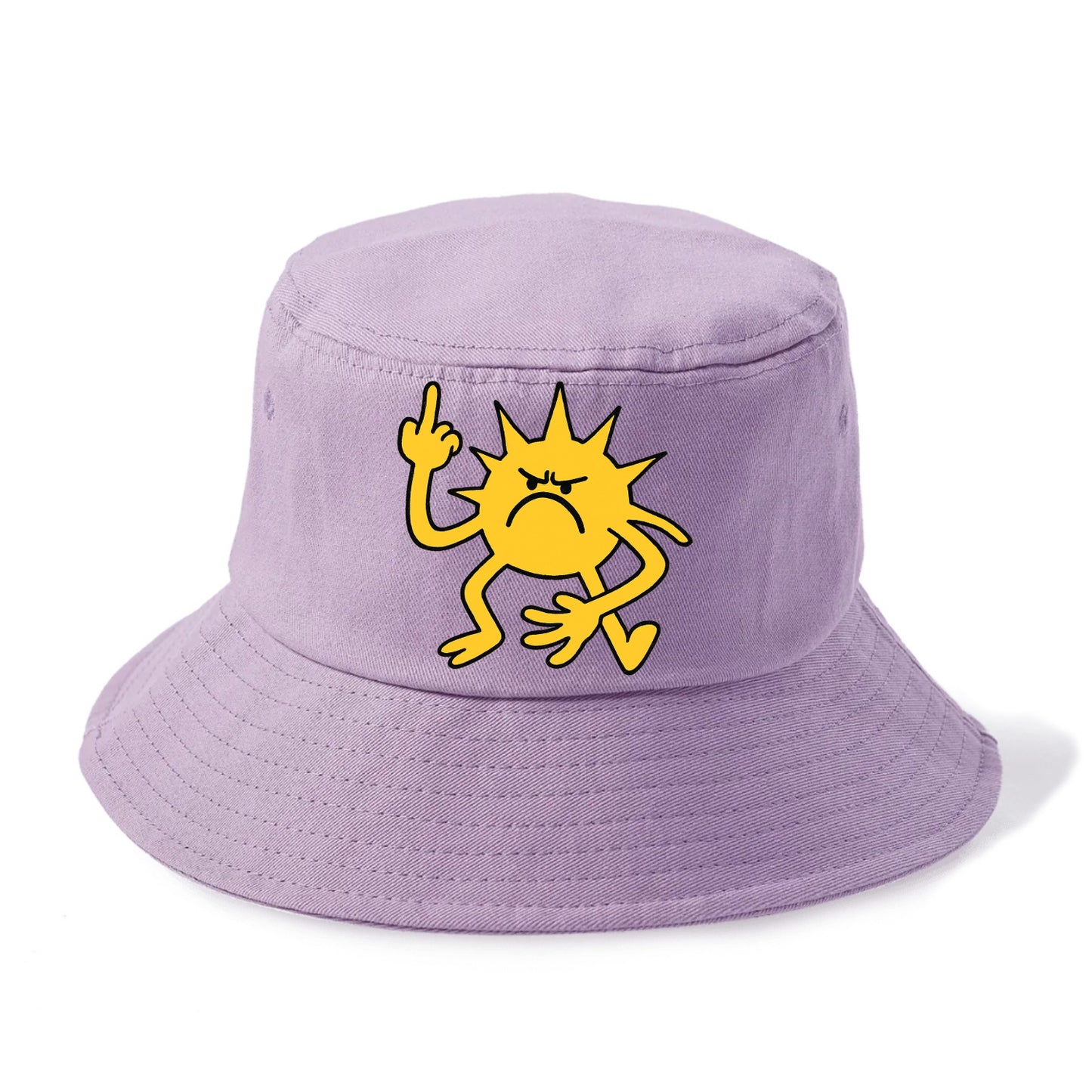 MORNINGS ARE PUNISHMENT | Grumpy sun with middle finger - Bucket Hat - Purple