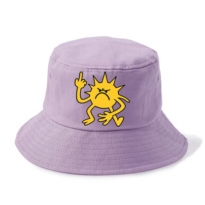 MORNINGS ARE PUNISHMENT | Grumpy sun with middle finger - Bucket Hat - Purple