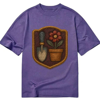 Garden trowel with flower pot - gardener badge - Classic T-shirt - Purple