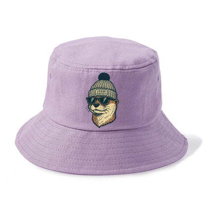 Grand Rapids River Otter wearing Grand Rapids beanie with pom pom and wayfarer - Bucket Hat - Purple