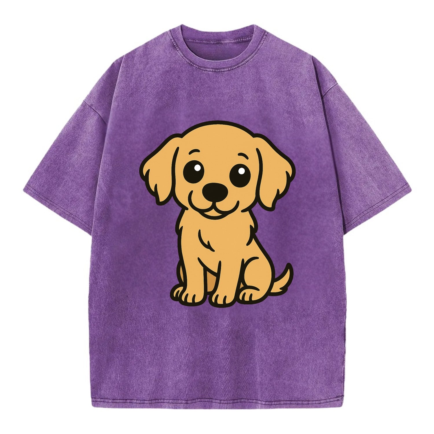 Golden Retriever - Head tilt curious pose - Vintage T-shirt - Purple