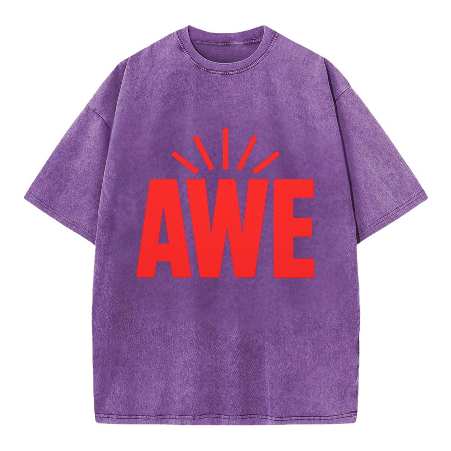 Bold typography design - "AWE" - overwhelming wonder - Vintage T-shirt - Purple