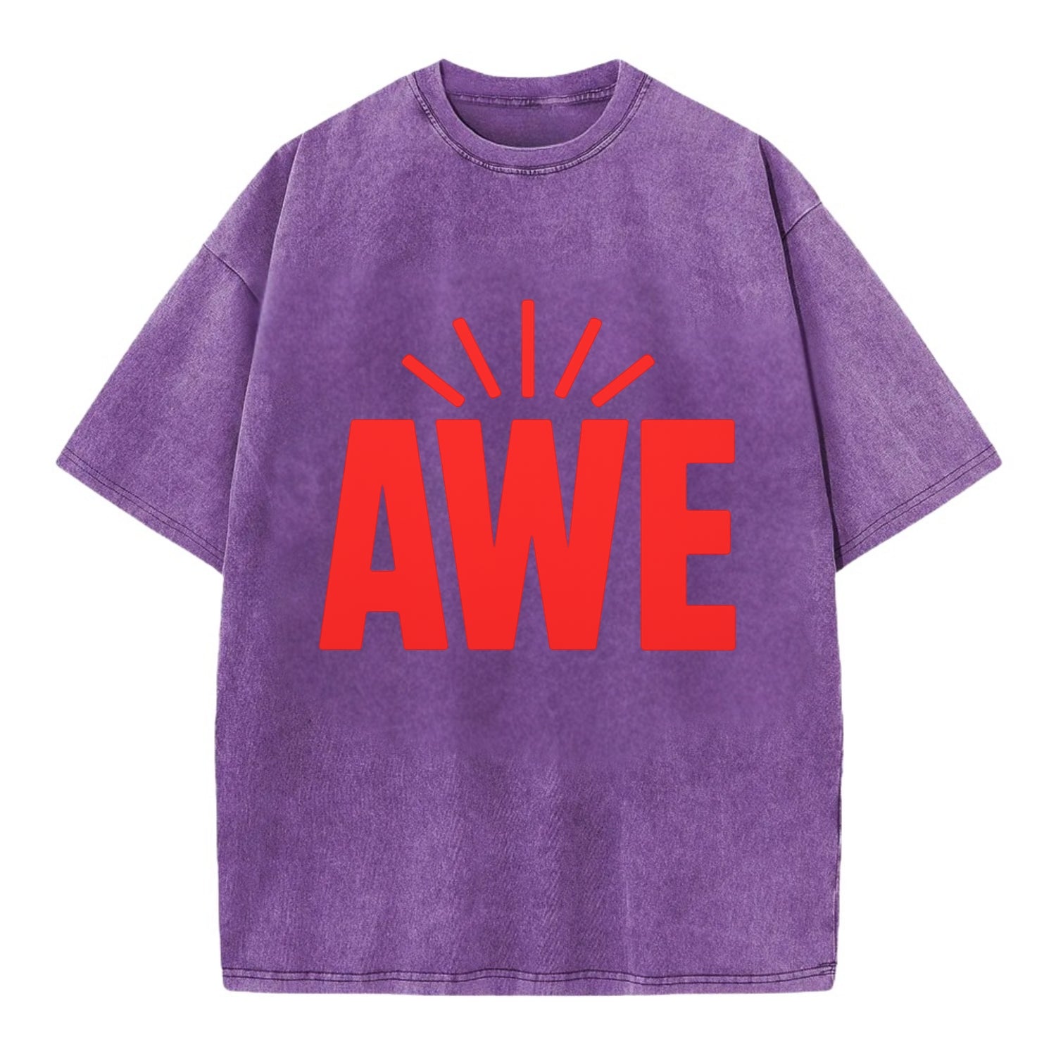 Bold typography design - "AWE" - overwhelming wonder - Vintage T-shirt - Purple