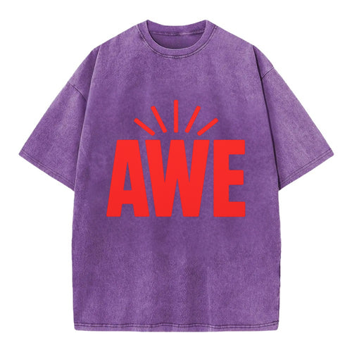 Bold typography design - AWE - overwhelming wonder - Vintage T-shirt