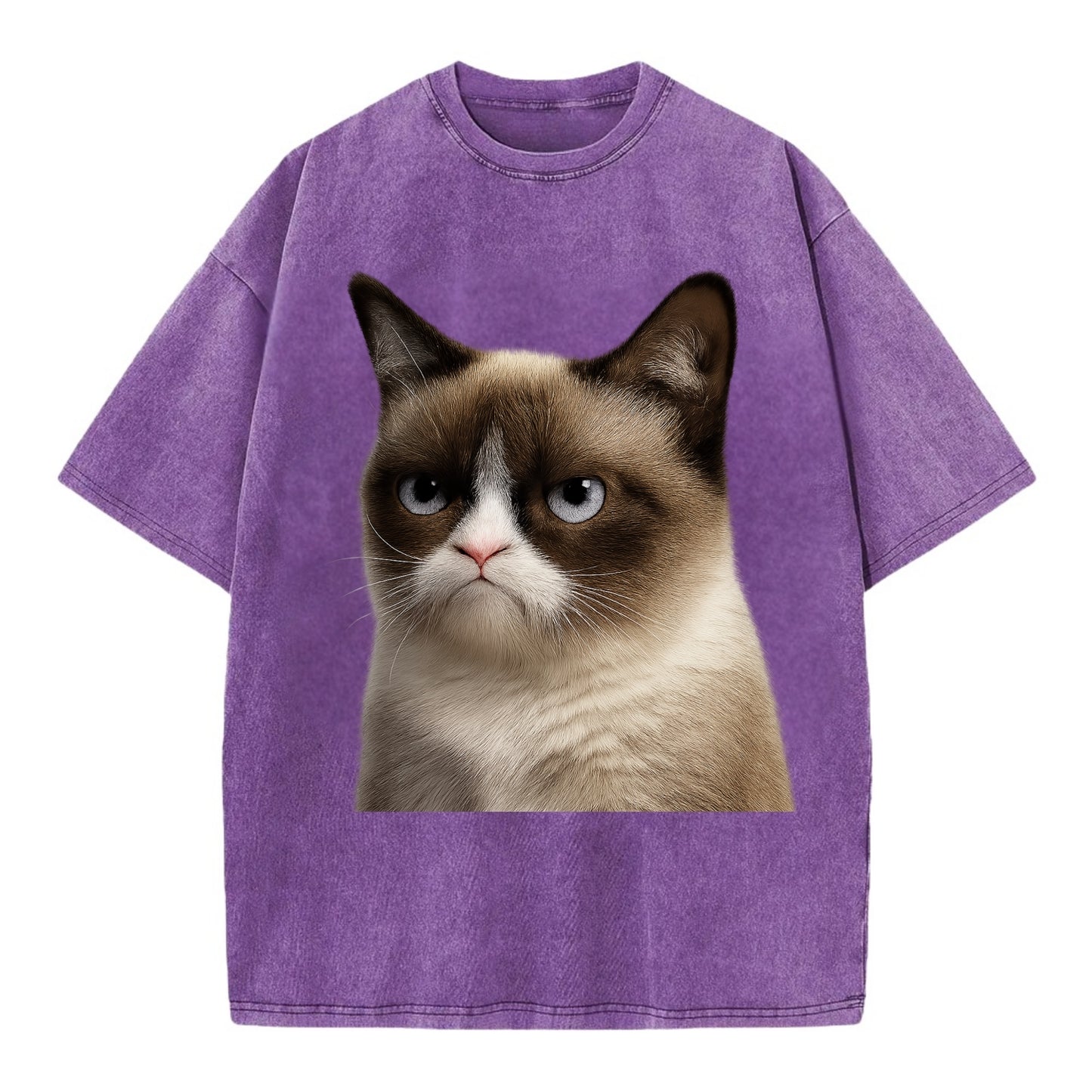 Grumpy Cat Expression  - Vintage T-shirt - Purple