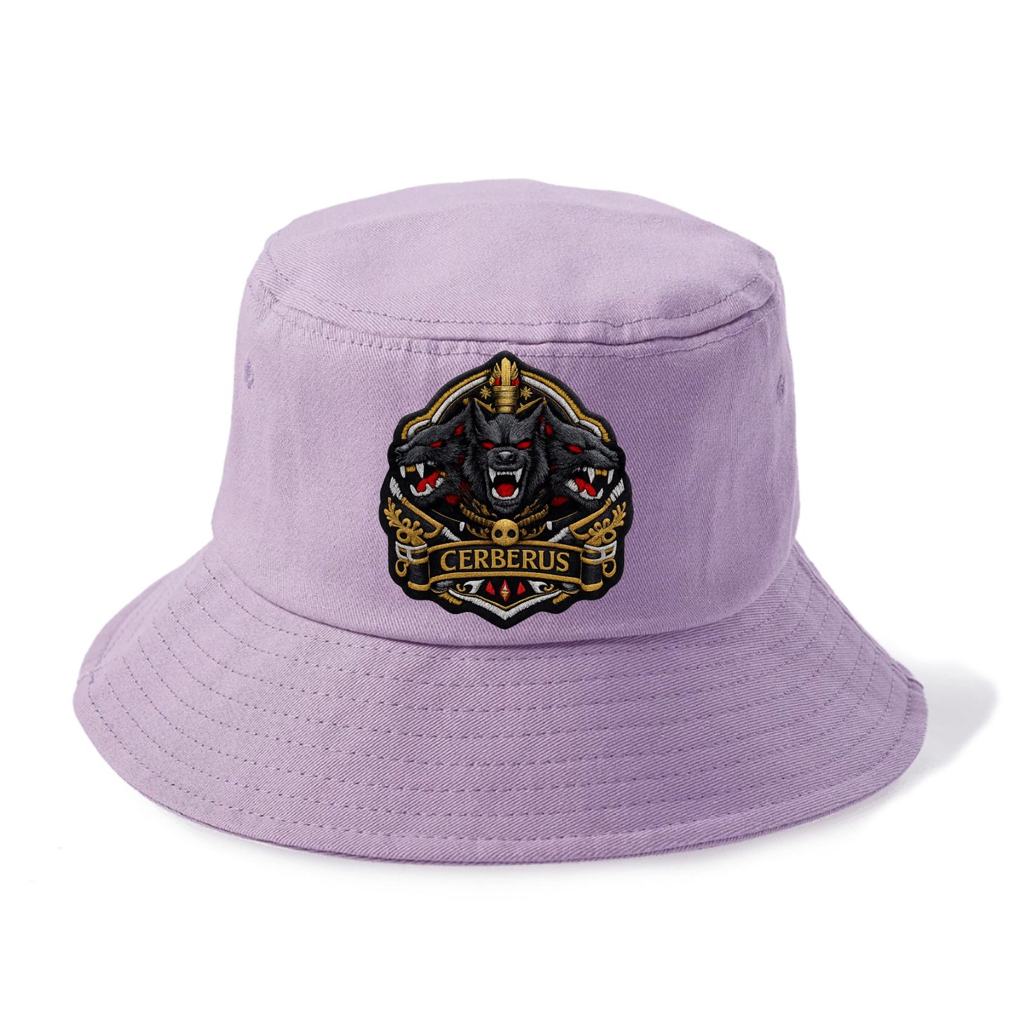 CERBERUS THREE HEADS - triple hound in black and red , underworld - Bucket Hat - Purple