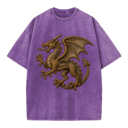 Dragon Silhouette  - Vintage T-shirt - Purple
