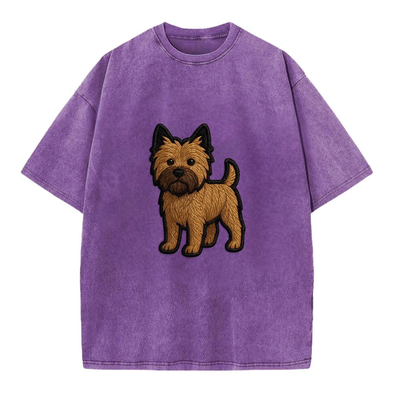 Cairn Terrier - Modern shaggy design wit - Vintage T-shirt - Purple