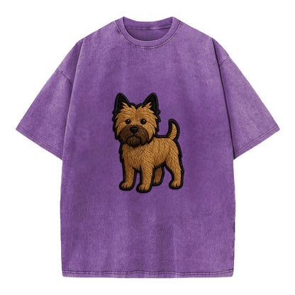 Cairn Terrier - Modern shaggy design wit - Vintage T-shirt - Purple