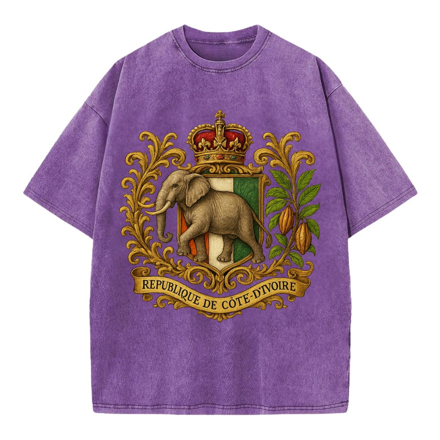 Ivory Coast Heritage Badge  - Vintage T-shirt - Purple