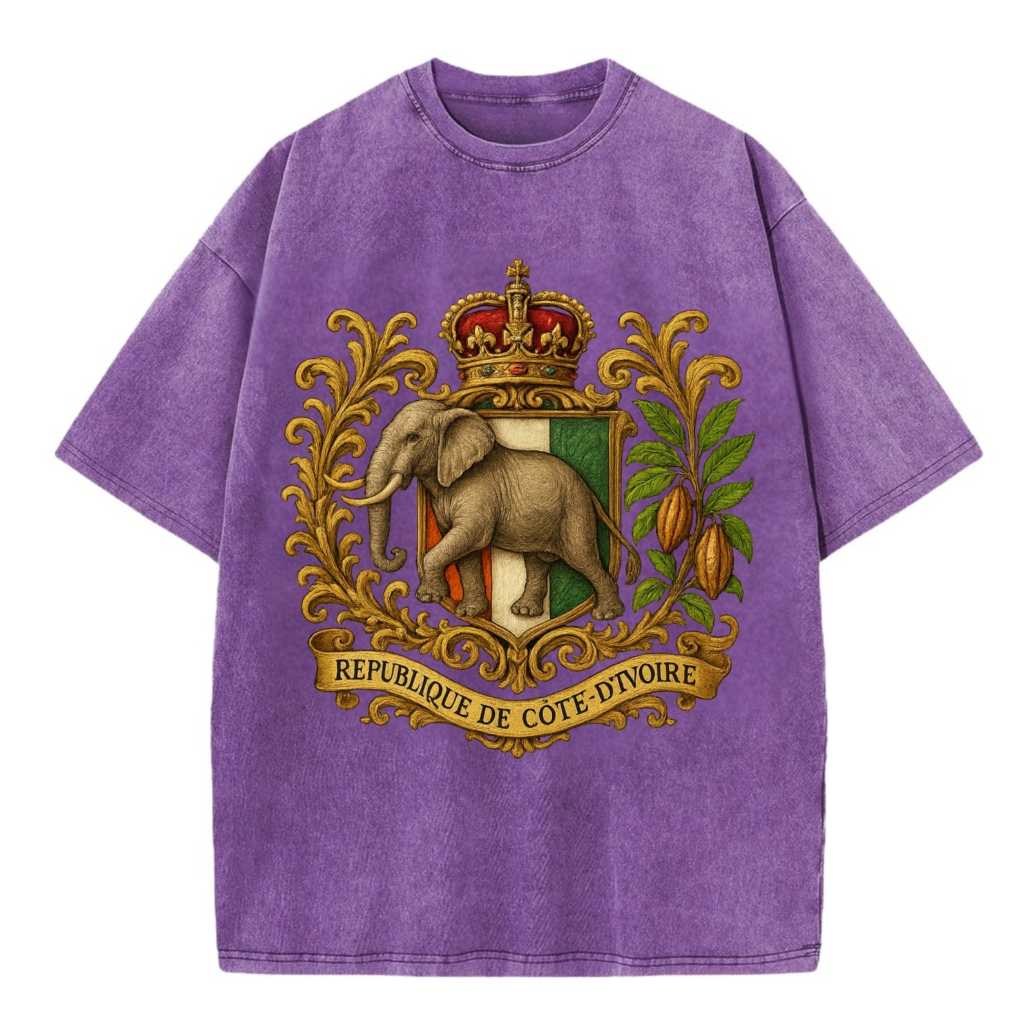 Ivory Coast Heritage Badge  - Vintage T-shirt - Purple