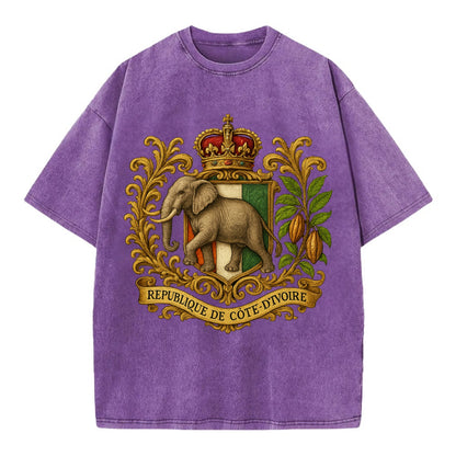 Ivory Coast Heritage Badge  - Vintage T-shirt - Purple