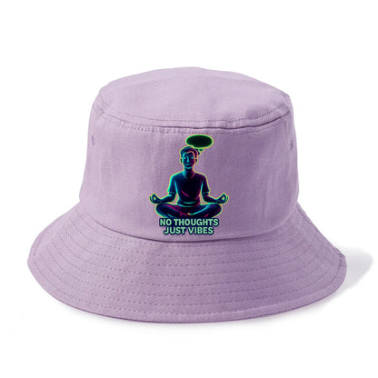 Peaceful floating figure with empty thought bubble - "no thoughts just vibes" zen state - Bucket Hat - Purple