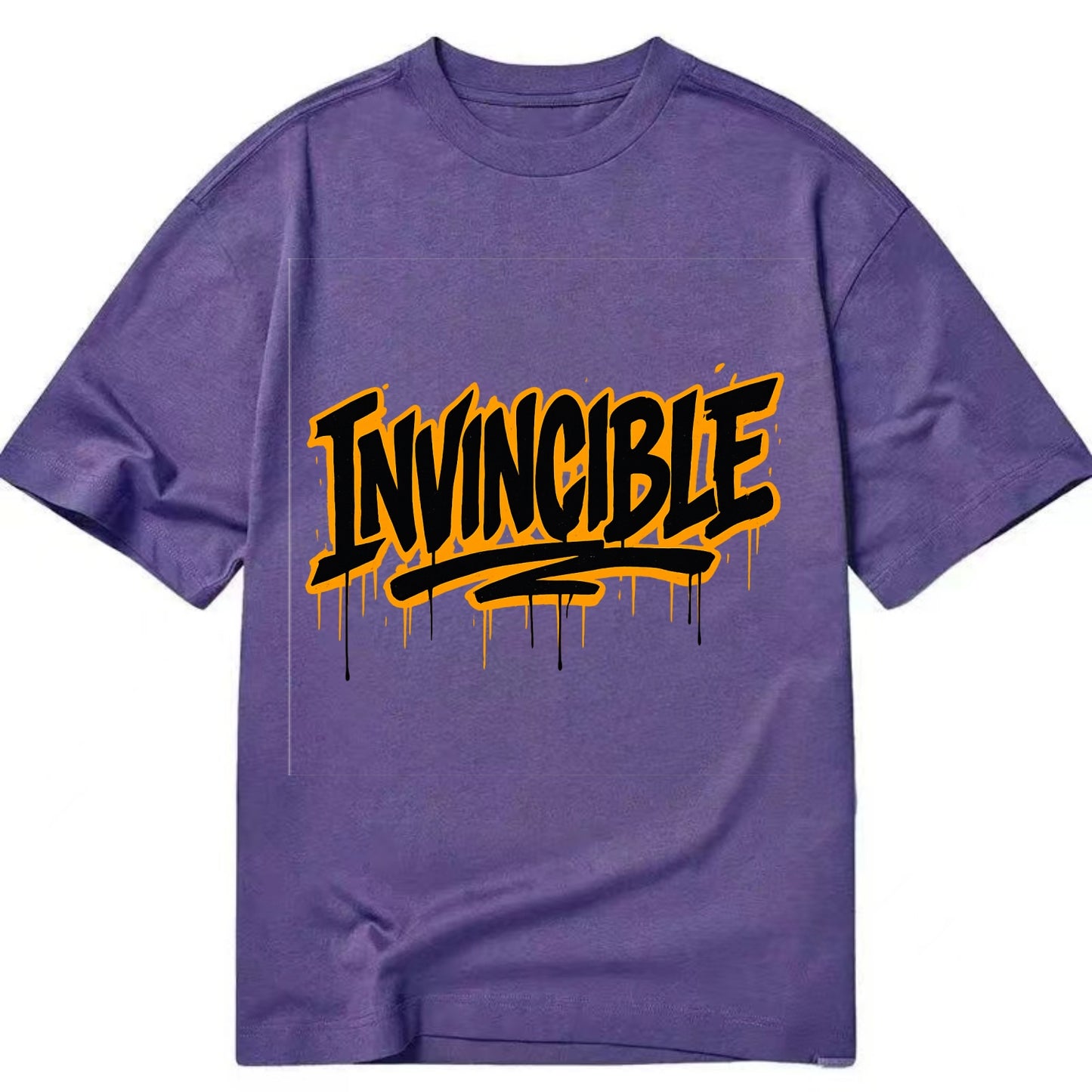 Bold typography design - "INVINCIBLE" - cannot be defeated, unconquerable - Classic T-shirt - Purple