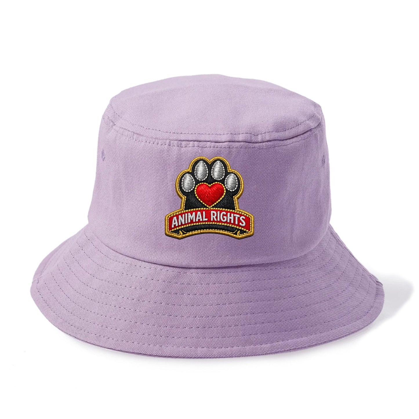 ANIMAL RIGHTS - raised paw with heart in red , advocacy - Bucket Hat - Purple