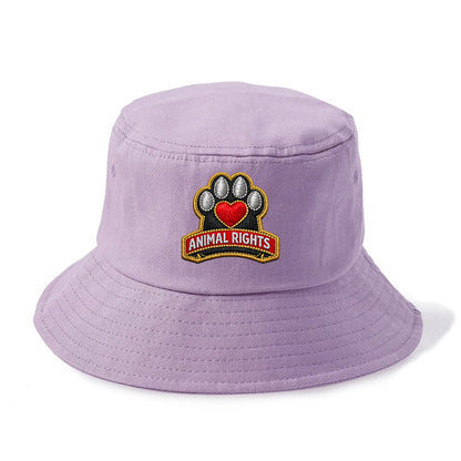 ANIMAL RIGHTS - raised paw with heart in red , advocacy - Bucket Hat - Purple