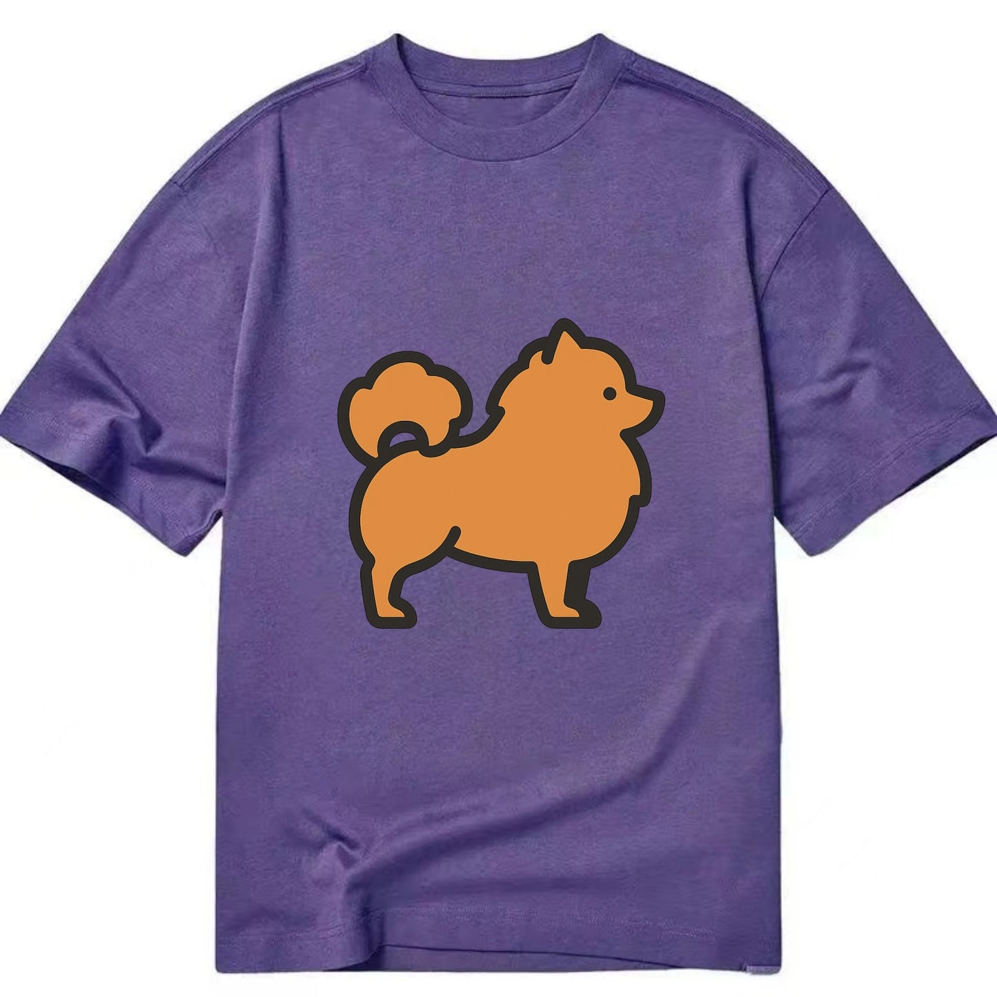 Pomeranian - Orange fluffy flat side profile - Classic T-shirt - Purple
