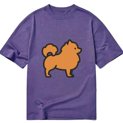 Pomeranian - Orange fluffy flat side profile - Classic T-shirt - Purple