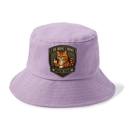 I DO WHAT I WANT CAT - sassy cat in orange , feline attitude - Bucket Hat - Purple