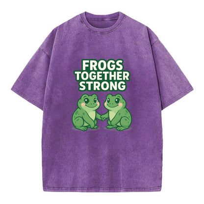 Frogs Together Strong 2 - Vintage T-shirt - Purple