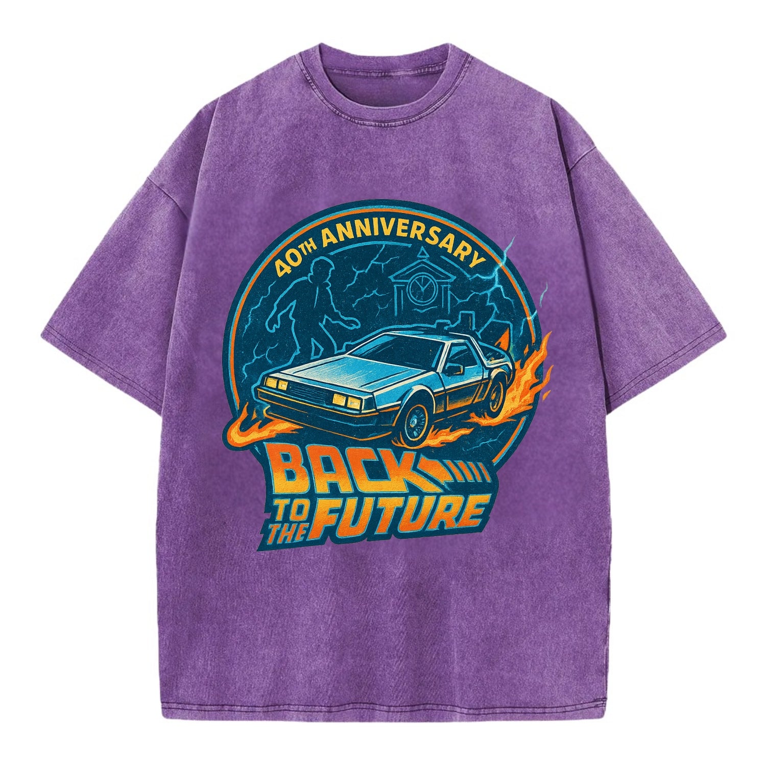 Back To The Future 40th Anniversary - Vintage T-shirt - Purple