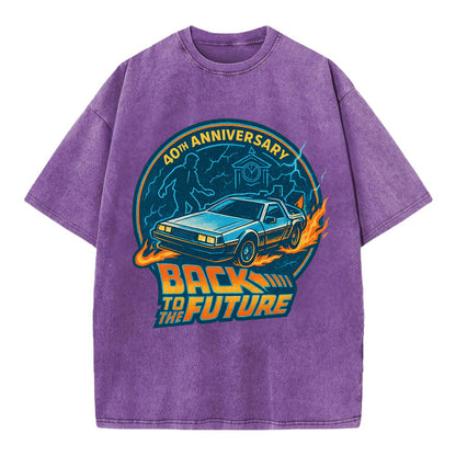 Back To The Future 40th Anniversary - Vintage T-shirt - Purple