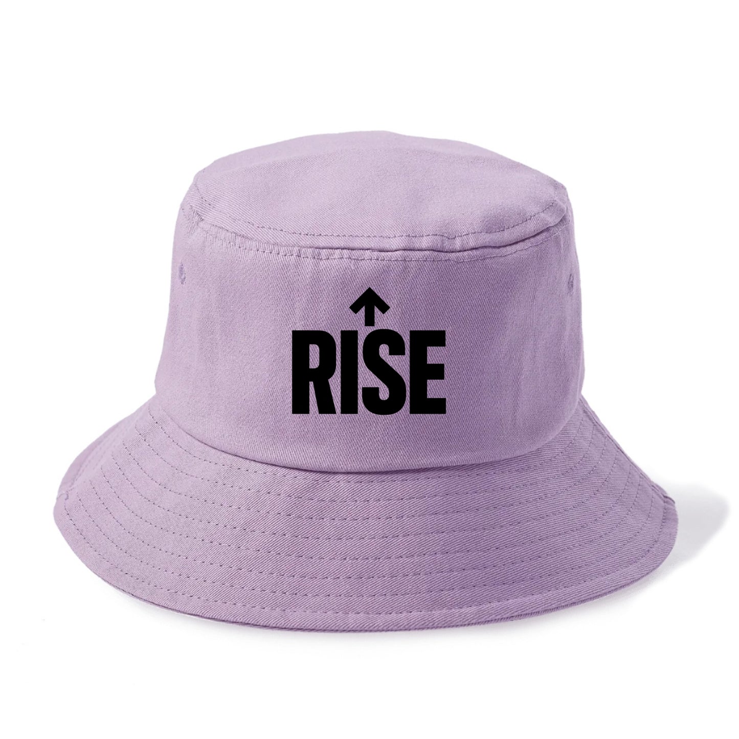 Bold typography design - "RISE" - getting up, ascending, elevating - Bucket Hat - Purple