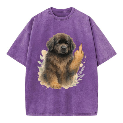 Newfoundland fluffy bear-like with webbed paws, massive gentle paw up - Vintage T-shirt - Purple