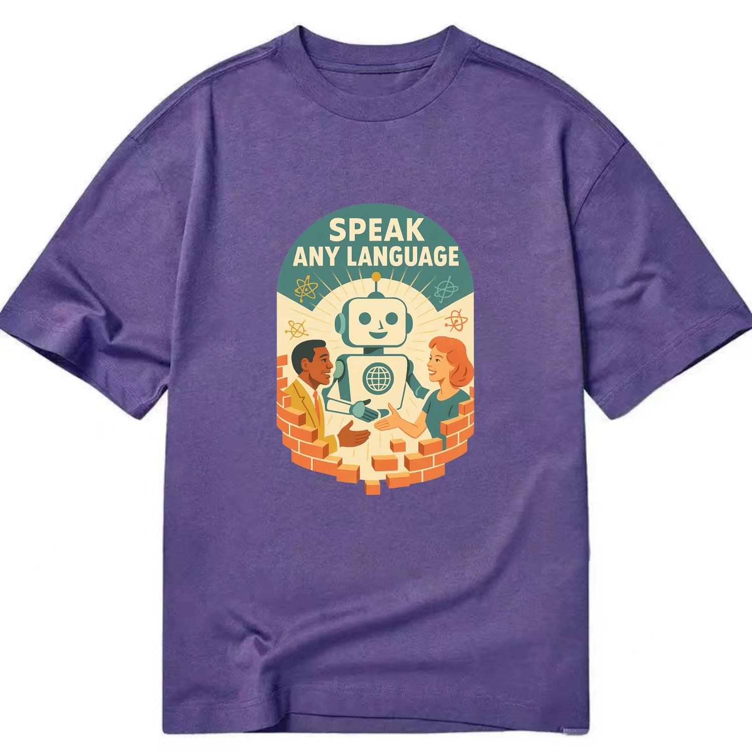 Language learning AI breaking down barriers - "Speak Any Language" - - Classic T-shirt - Purple