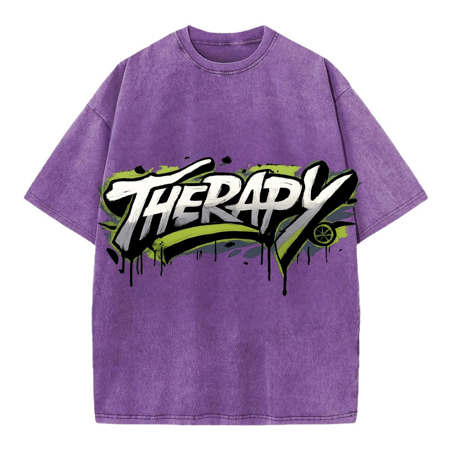 Bold typography design - "THERAPY" - mental health, getting help - Vintage T-shirt - Purple
