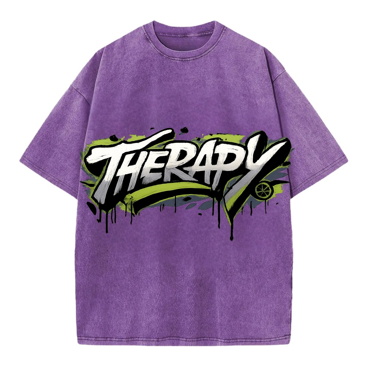 Bold typography design - "THERAPY" - mental health, getting help - Vintage T-shirt - Purple