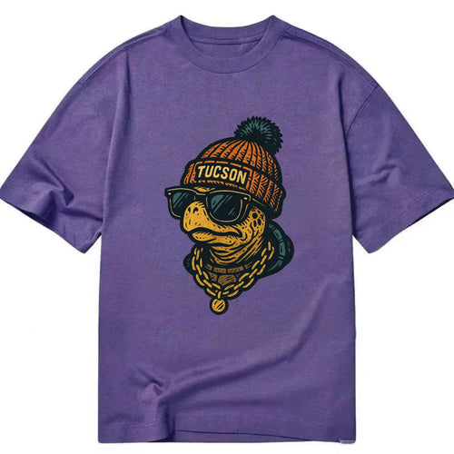Tucson Desert Tortoise wearing Tucson beanie with pom pom and wayfarer sunglasses - Classic T-shirt