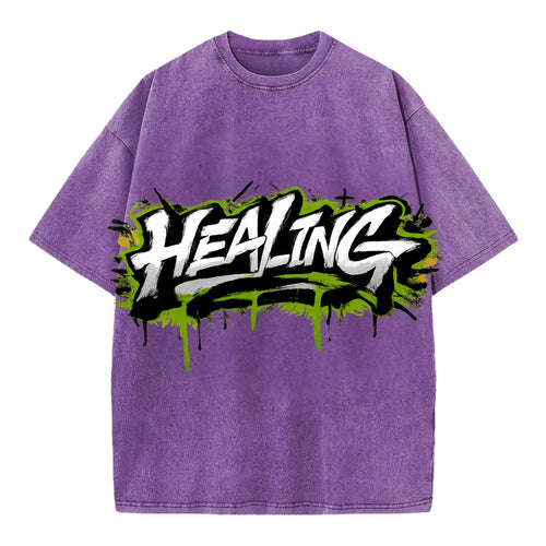 Bold typography design - HEALING - in recovery, getting better - Vintage T-shirt