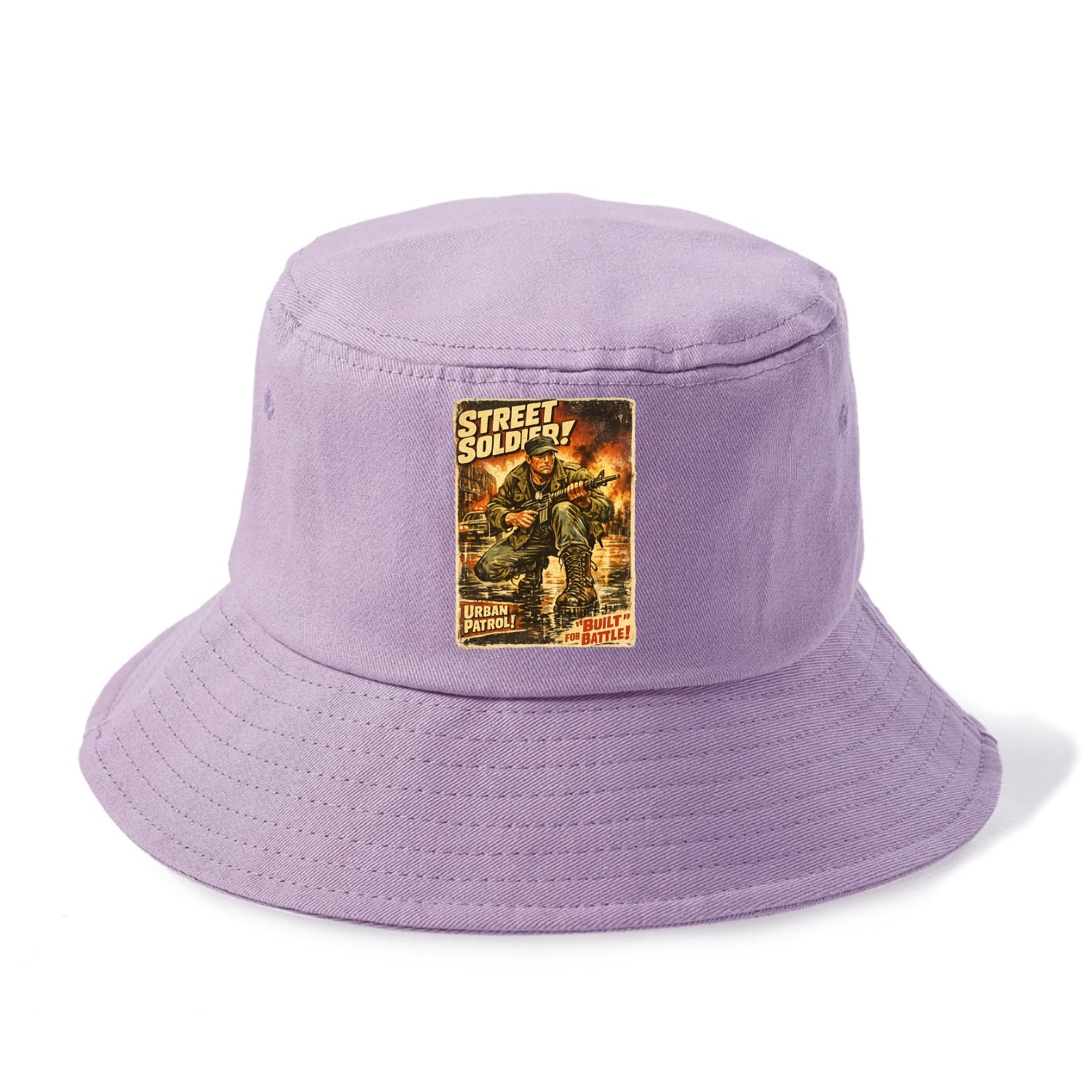 COMBAT READY | Military boots on wet pavement | Street soldier | Urban patrol | Ready - Bucket Hat - Purple