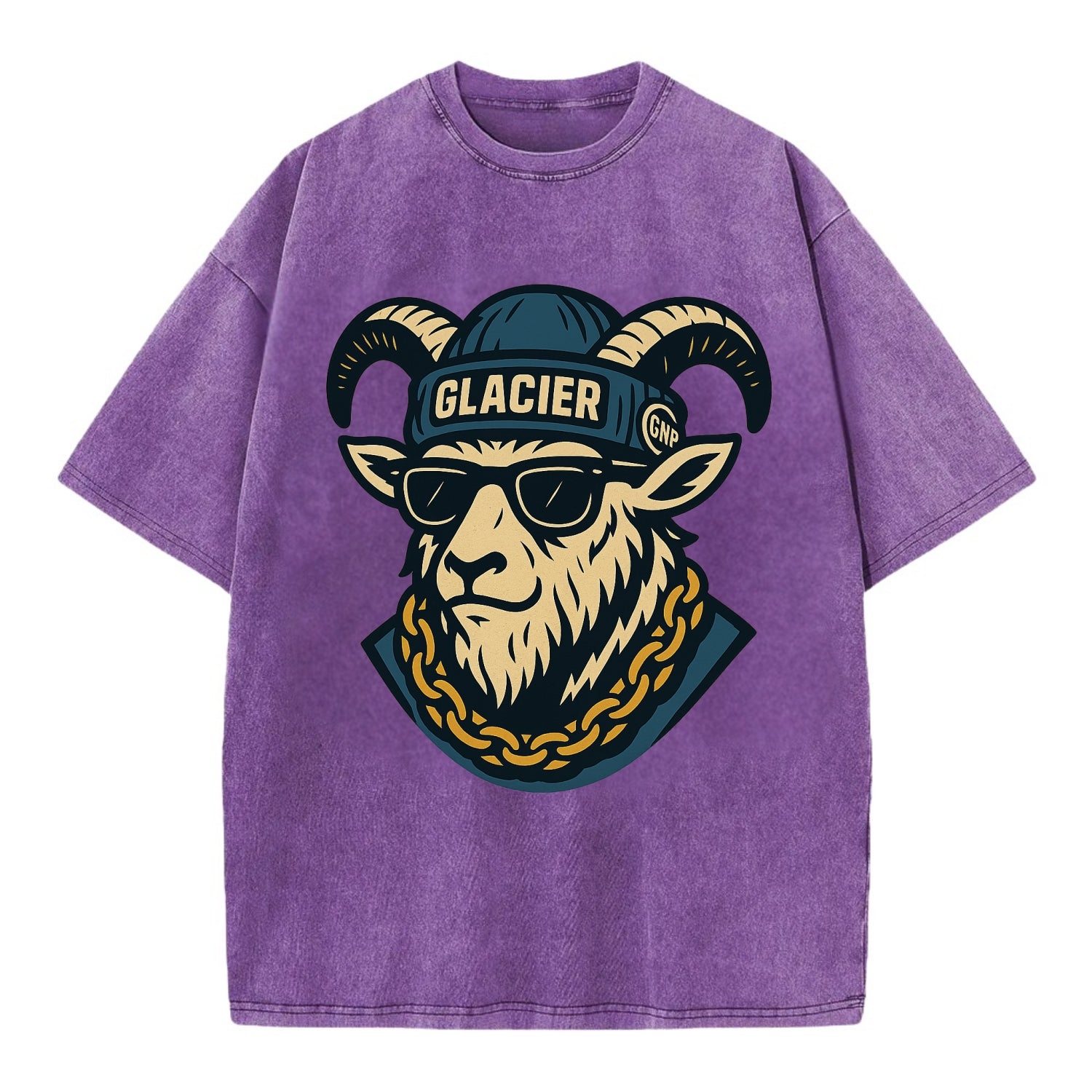 Glacier Mountain Goat - Vintage T-shirt - Purple