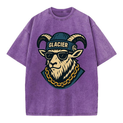 Glacier Mountain Goat - Vintage T-shirt - Purple
