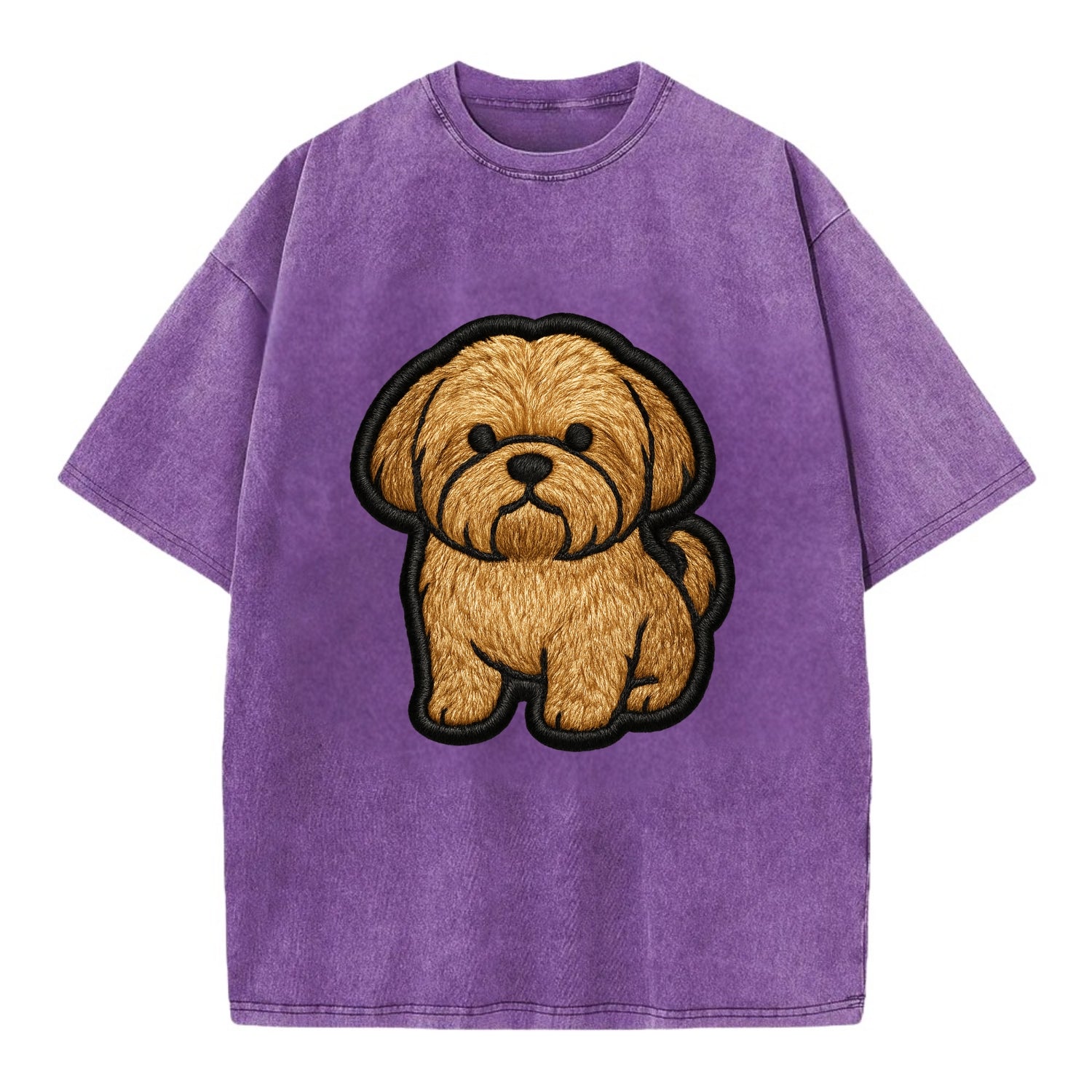 Shih Tzu - Minimalist fluffy design with - Vintage T-shirt - Purple