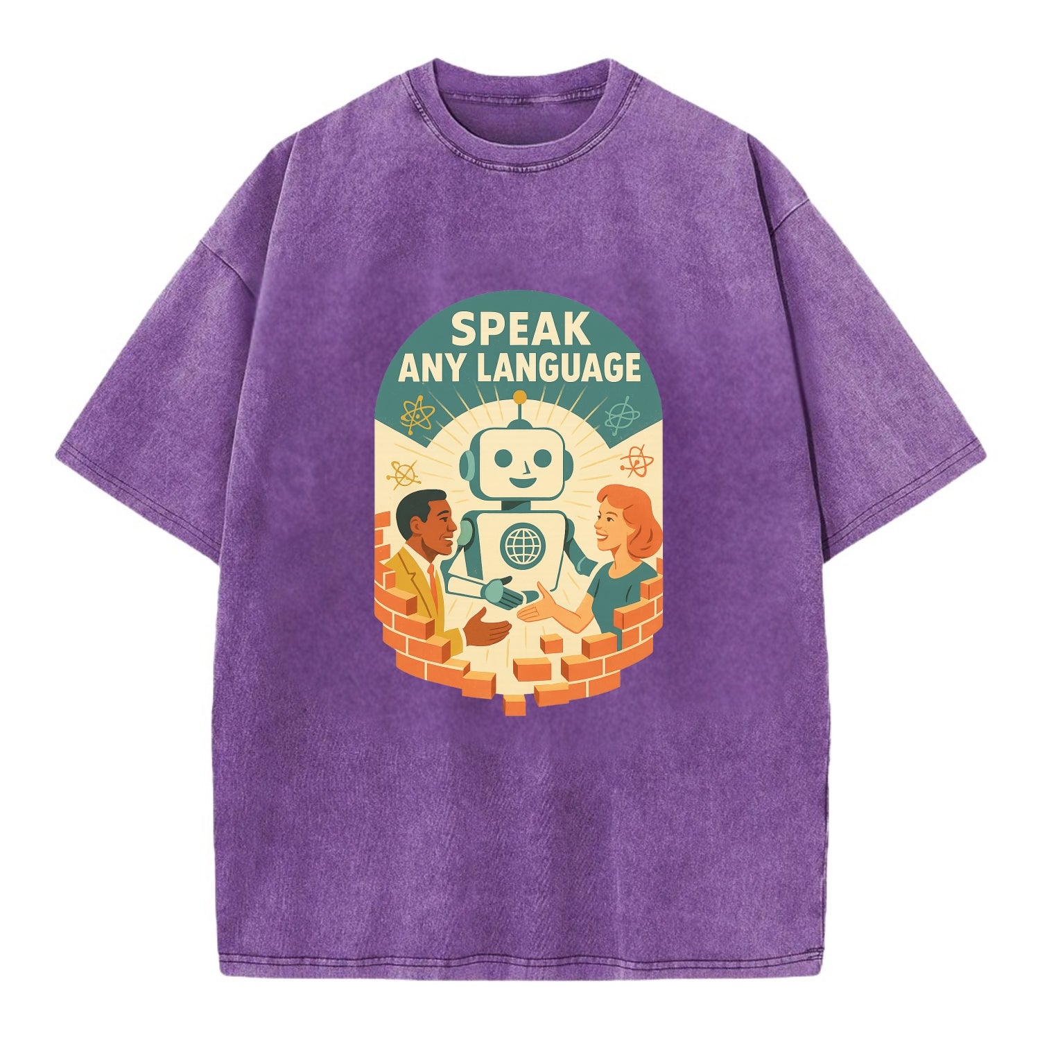 Language learning AI breaking down barriers - "Speak Any Language" - - Vintage T-shirt - Purple