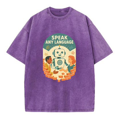 Language learning AI breaking down barriers - "Speak Any Language" - - Vintage T-shirt - Purple